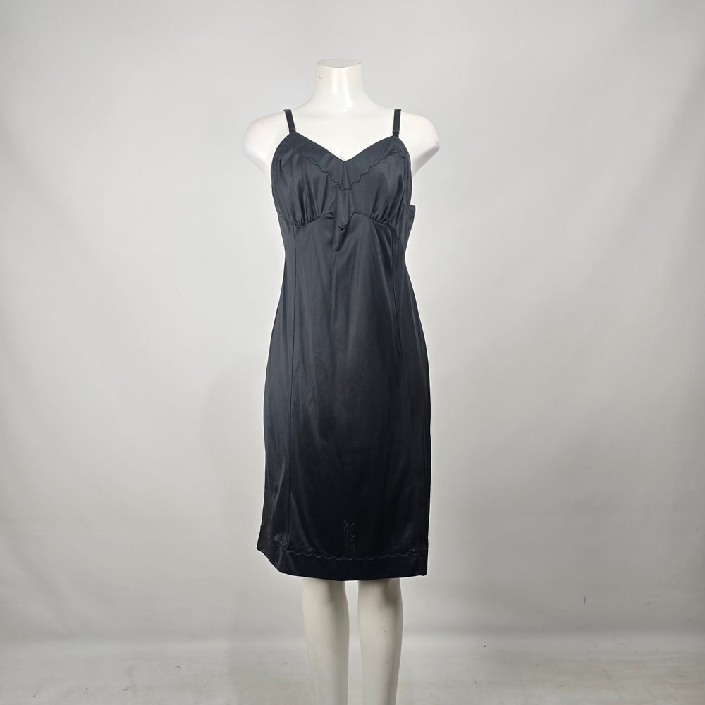 Vintage Dorasy Black Adjustable Strap Lingerie Full Slip Dress Size M