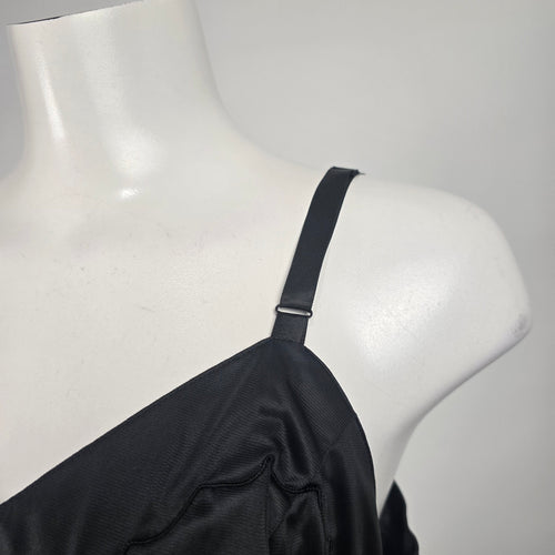 Vintage Dorasy Black Adjustable Strap Lingerie Full Slip Dress Size M