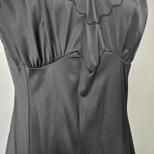 Vintage Dorasy Black Adjustable Strap Lingerie Full Slip Dress Size M