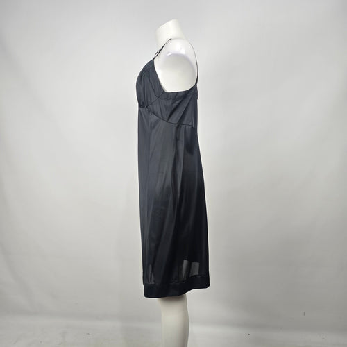 Vintage Dorasy Black Adjustable Strap Lingerie Full Slip Dress Size M