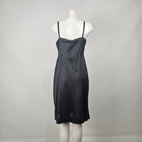 Vintage Dorasy Black Adjustable Strap Lingerie Full Slip Dress Size M