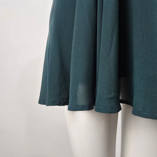 Lulus Hunter Green Lace Fit and Flare Mini Dress Size S Sleeveless Chiffon Skater