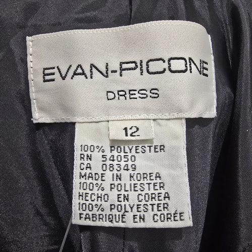 Evan-Picone Black Sleeveless V-Neck Midi Dress Size 12 Criss Cross Back