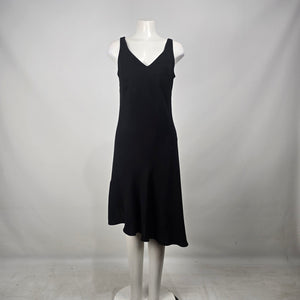 Evan-Picone Black Sleeveless V-Neck Midi Dress Size 12 Criss Cross Back