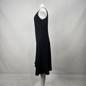 Evan-Picone Black Sleeveless V-Neck Midi Dress Size 12 Criss Cross Back