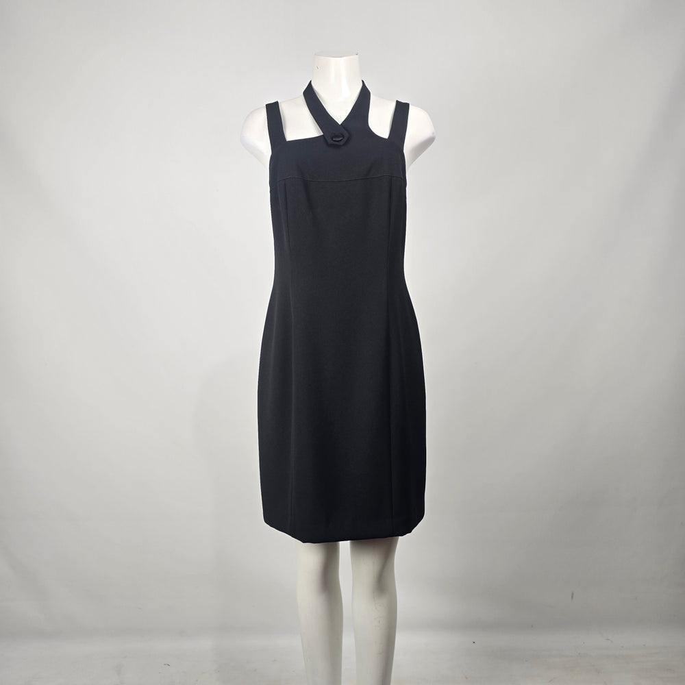 Vintage Mark Edwards Evening Black Halter Neck Sheath Dress Size 8