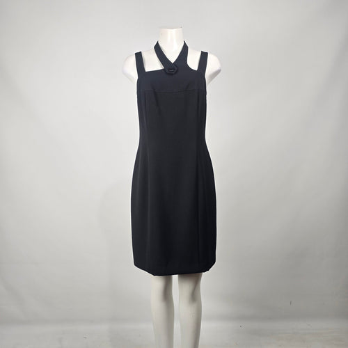 Vintage Mark Edwards Evening Black Halter Neck Sheath Dress Size 8