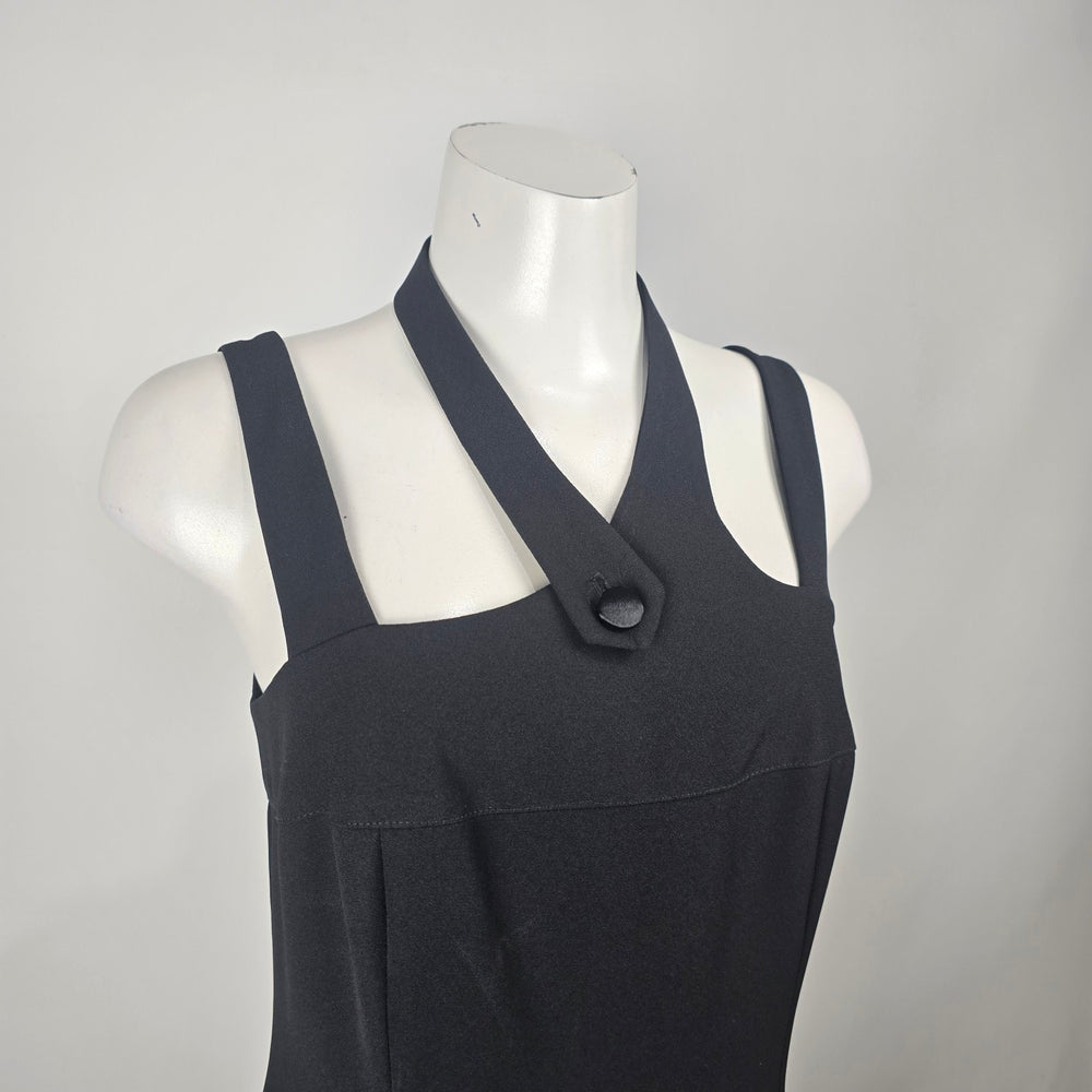 Vintage Mark Edwards Evening Black Halter Neck Sheath Dress Size 8