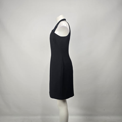 Vintage Mark Edwards Evening Black Halter Neck Sheath Dress Size 8