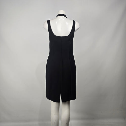 Vintage Mark Edwards Evening Black Halter Neck Sheath Dress Size 8