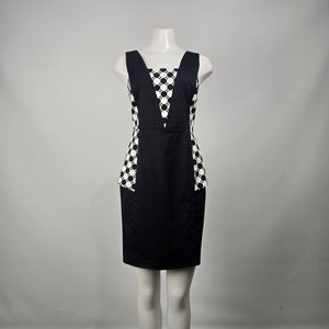 MARA Black White Geometric Sheath Dress Size 8 Made in Canada