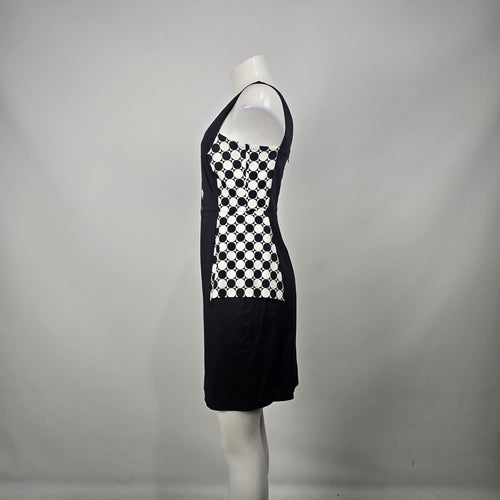 MARA Black White Geometric Sheath Dress Size 8 Made in Canada