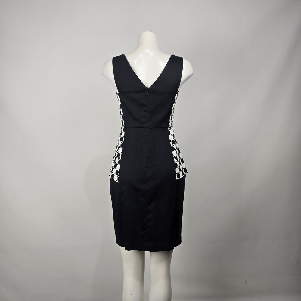 MARA Black White Geometric Sheath Dress Size 8 Made in Canada