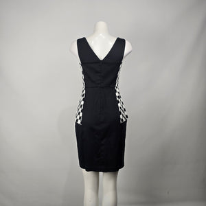 MARA Black White Geometric Sheath Dress Size 8 Made in Canada