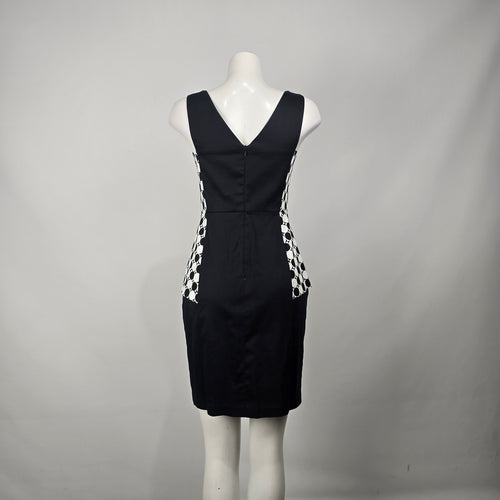 MARA Black White Geometric Sheath Dress Size 8 Made in Canada