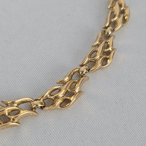 Vintage Trifari Gold Tone Link Choker Collar Necklace Signed Ornate Chain