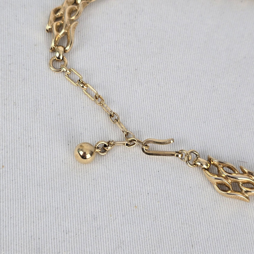 Vintage Trifari Gold Tone Link Choker Collar Necklace Signed Ornate Chain