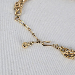 Vintage Trifari Gold Tone Link Choker Collar Necklace Signed Ornate Chain