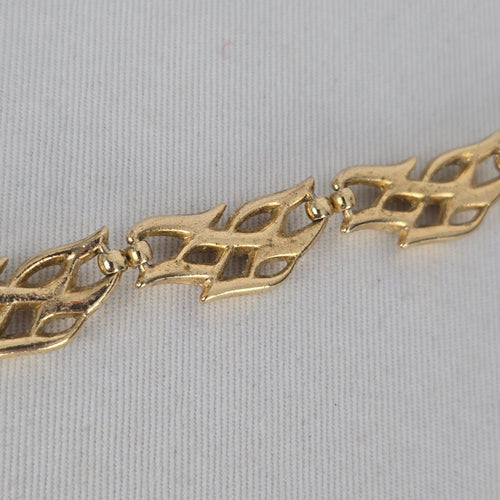 Vintage Trifari Gold Tone Link Choker Collar Necklace Signed Ornate Chain