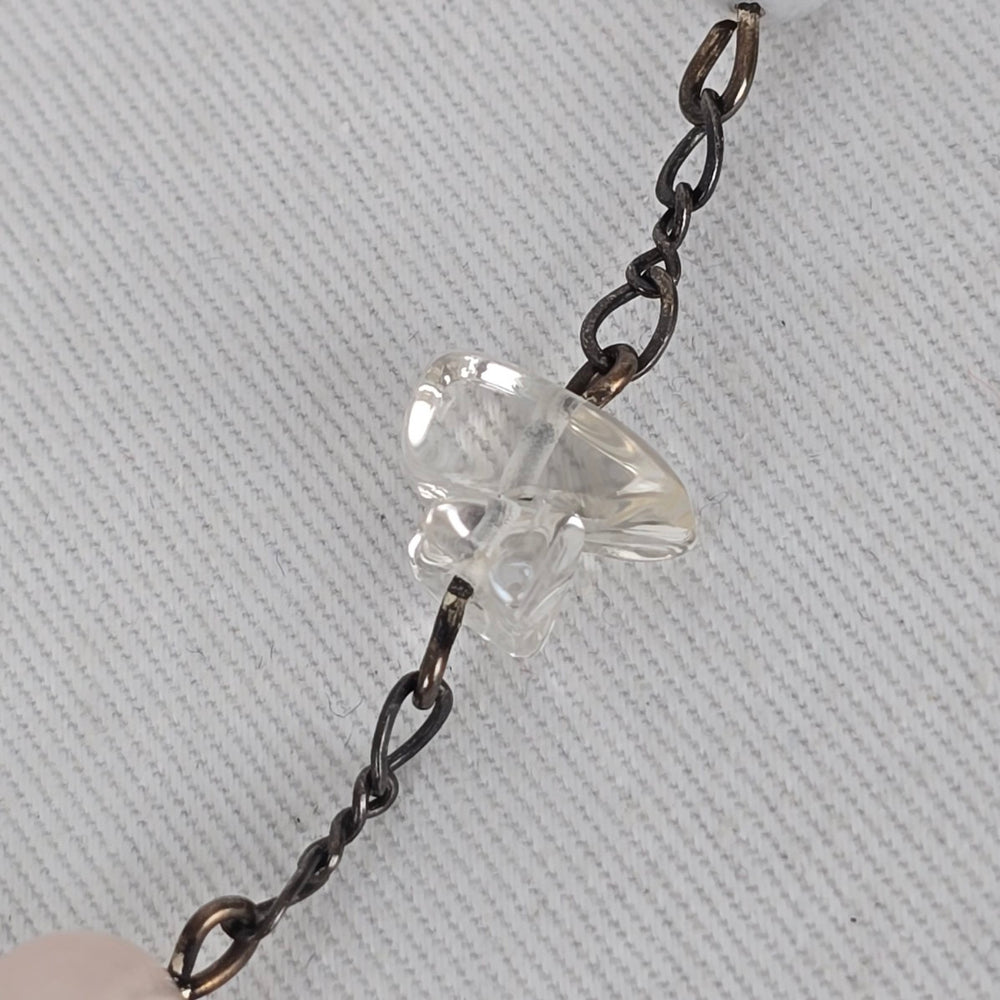 925 Sterling Silver Pastel Beaded Natural Stone Chain Necklace
