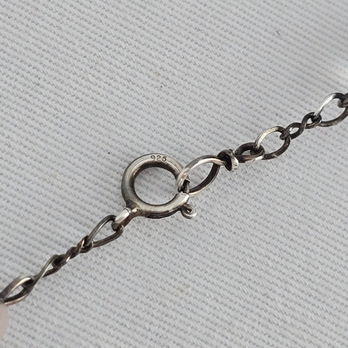 925 Sterling Silver Pastel Beaded Natural Stone Chain Necklace