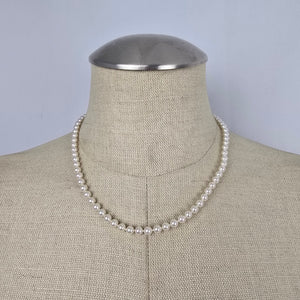 Vintage 925 Sterling Silver Glass Pearl Strand Necklace