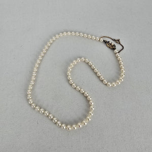 Vintage 925 Sterling Silver Glass Pearl Strand Necklace