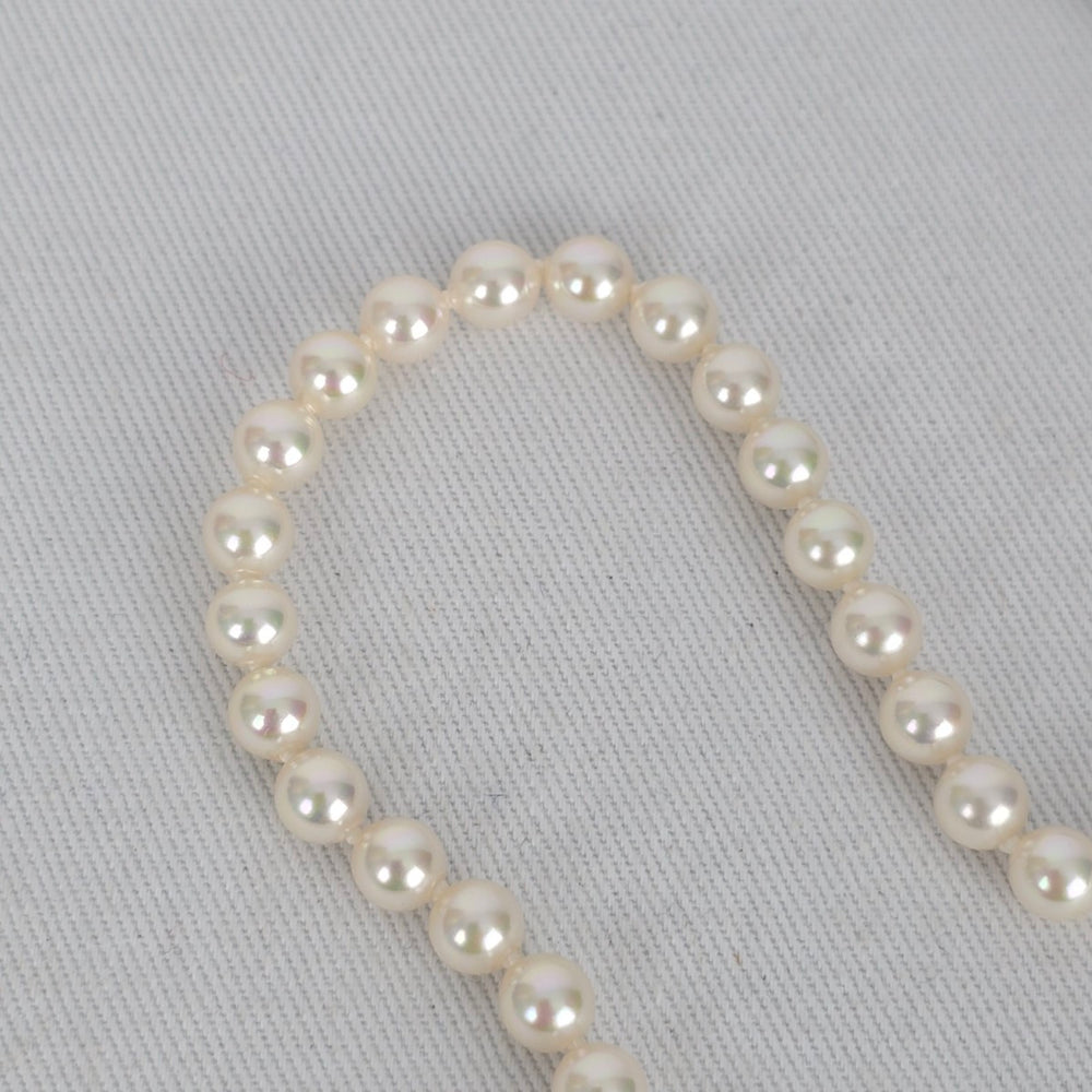 Vintage 925 Sterling Silver Glass Pearl Strand Necklace
