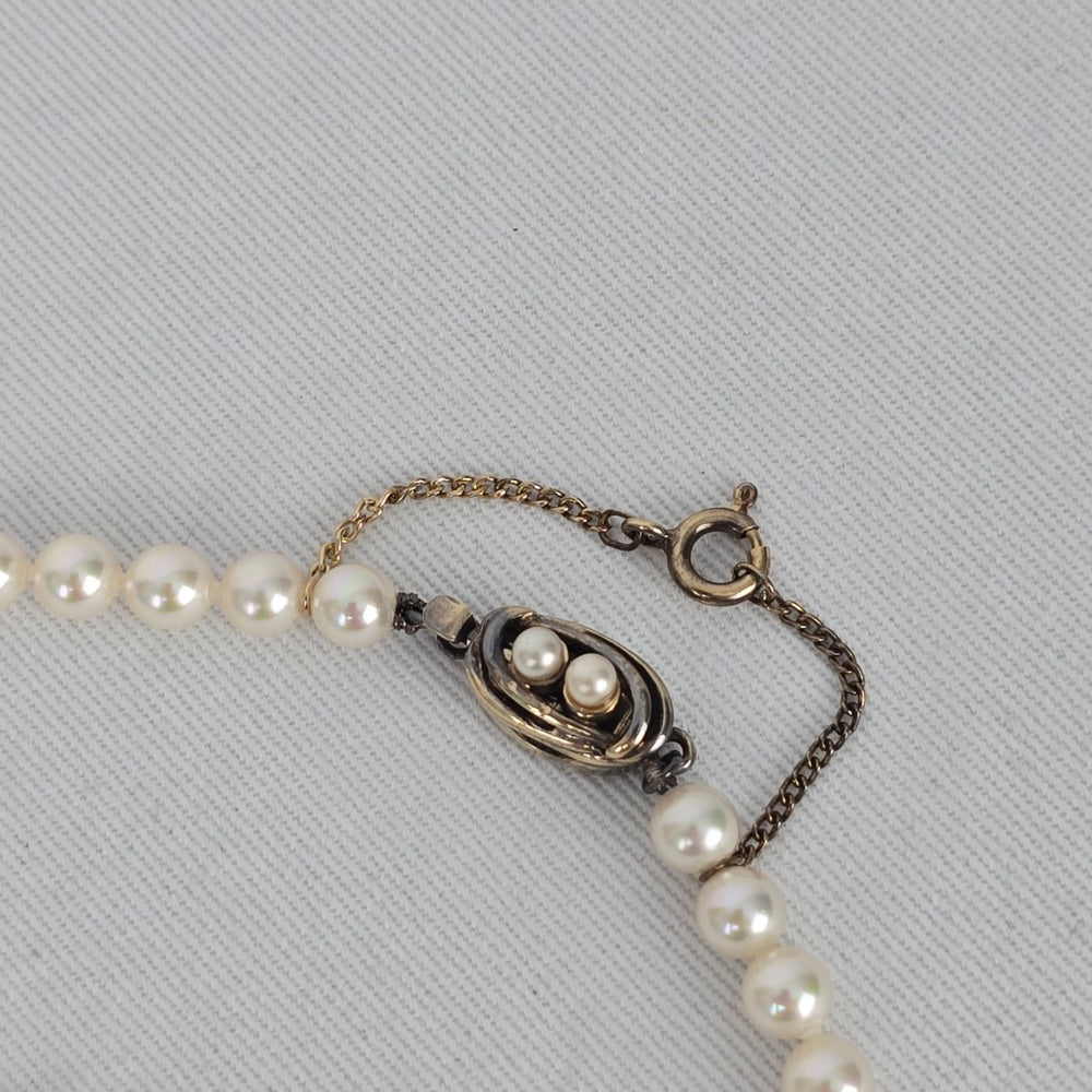 Vintage 925 Sterling Silver Glass Pearl Strand Necklace