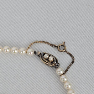 Vintage 925 Sterling Silver Glass Pearl Strand Necklace