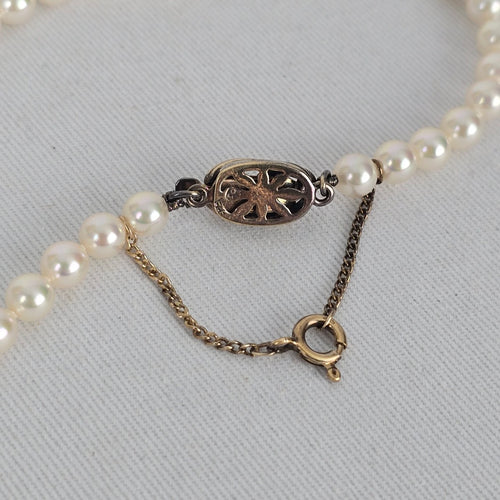 Vintage 925 Sterling Silver Glass Pearl Strand Necklace
