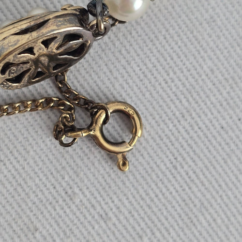 Vintage 925 Sterling Silver Glass Pearl Strand Necklace