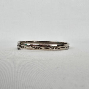 Vintage Silver Plated Etched Hinged Bangle Bracelet Safety Chain