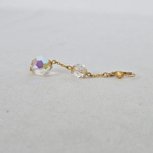 Vintage Gold Tone Aurora Borealis Crystal Bead Dangle Leverback Earrings