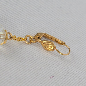 Vintage Gold Tone Aurora Borealis Crystal Bead Dangle Leverback Earrings