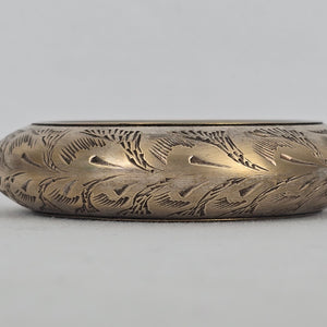 Vintage Etched Floral Bangle Bracelet Chunky Hinged Style
