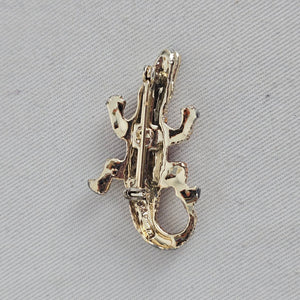 Vintage Gerry's Brown Enamel Alligator Crocodile Brooch Gold Tone Animal Pin