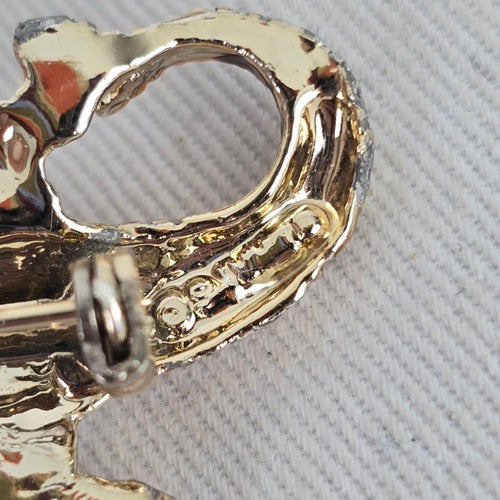 Vintage Gerry's Brown Enamel Alligator Crocodile Brooch Gold Tone Animal Pin