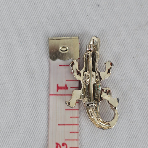 Vintage Gerry's Brown Enamel Alligator Crocodile Brooch Gold Tone Animal Pin