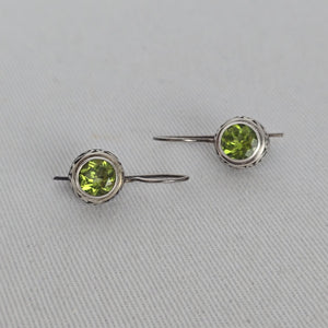 Sterling Silver Peridot Green Gemstone Drop Earrings