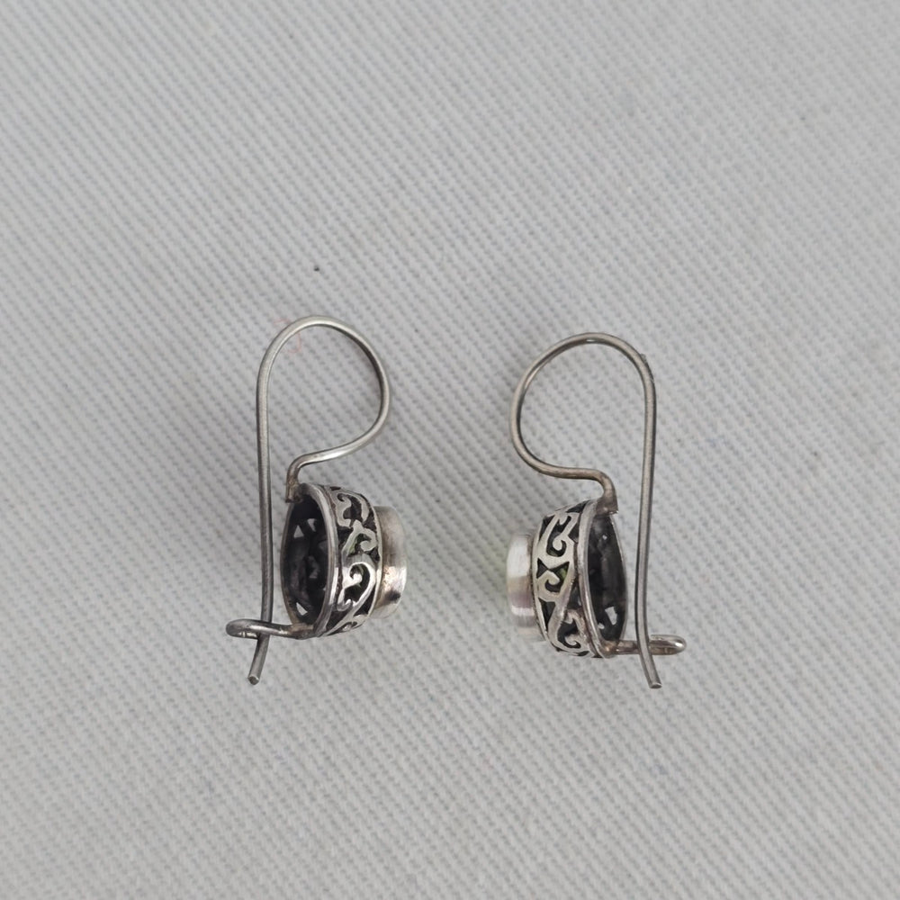 Sterling Silver Peridot Green Gemstone Drop Earrings