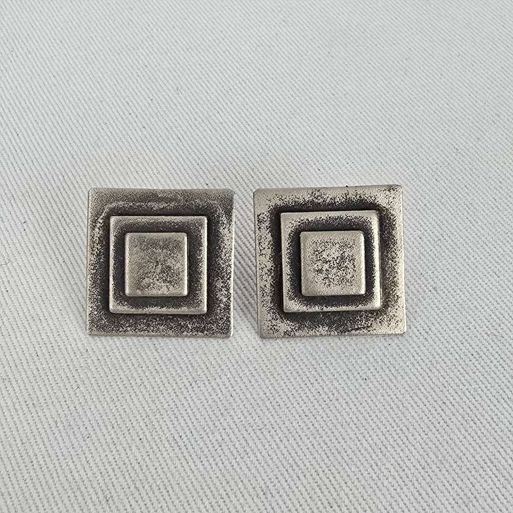 Martha Sturdy Canada Geometric Square Pewter Stud Earrings