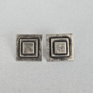 Martha Sturdy Canada Geometric Square Pewter Stud Earrings