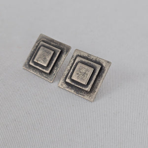 Martha Sturdy Canada Geometric Square Pewter Stud Earrings