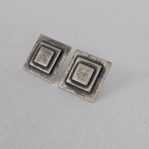 Martha Sturdy Canada Geometric Square Pewter Stud Earrings