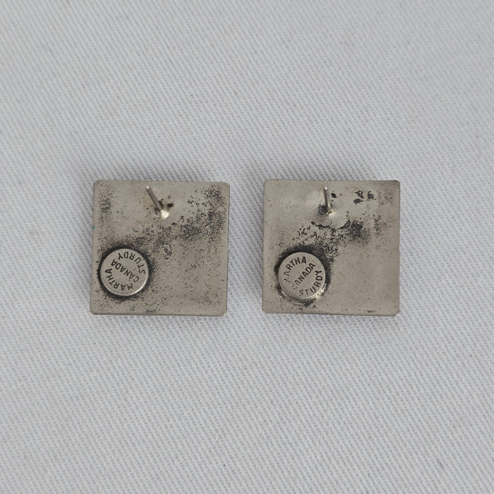 Martha Sturdy Canada Geometric Square Pewter Stud Earrings