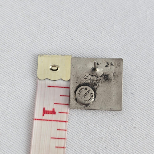 Martha Sturdy Canada Geometric Square Pewter Stud Earrings