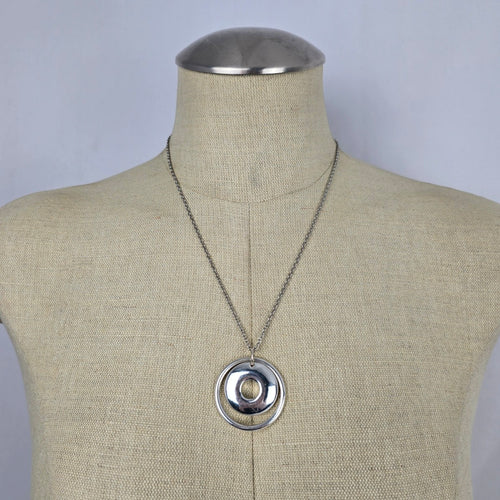 925 Sterling Silver Modern Open Circle Donut Pendant Necklace