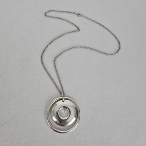 925 Sterling Silver Modern Open Circle Donut Pendant Necklace