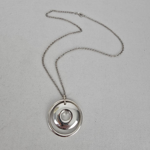 925 Sterling Silver Modern Open Circle Donut Pendant Necklace